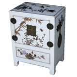 Chinese White Two-Door One-Drawer Bedside