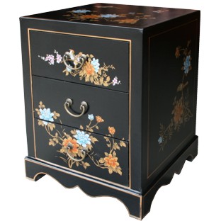 Black Painted Three-Drawer Bedside