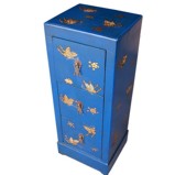 Blue Three-Drawer Painted CD/DVD Cabinet - Butterflies