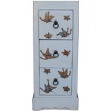 White Three-Drawer Painted CD/DVD Cabinet - Butterflies