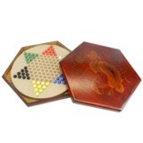 Large Red Painted Chinese Checkers Set - Dragonfly