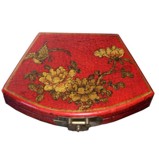 Red Painted Fan Shape Painted Box