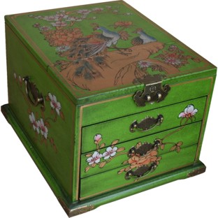 Large Green Jewellery Box with Stand-Up Mirror