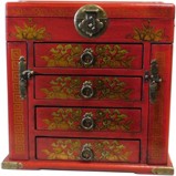 Chinese Red Mirror Box Dragon and Phoenix