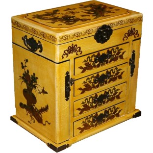 Oriental Beige Mirror Box Flower and Birds