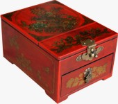 Red Jewellery Box with Stand-Up Mirror - Peacock