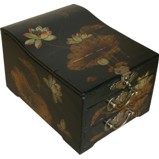 Curve Top Two-Drawer Black Mirror Box - Dragonfly