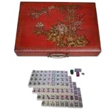 Large Mahjong Set in Red Painted Case