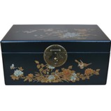 Large Black Painted Case - Flower and Birds