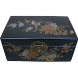 Medium Black Painted Case - Flower and Birds