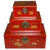 Red Painted Case Set - Flower