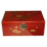 Large Red Painted Case - Flower