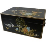 Large Black Painted Case - Flower and Birds