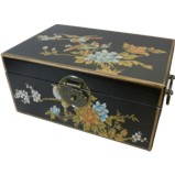 Medium Black Painted Case - Flower and Birds