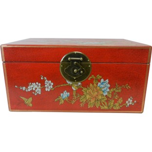 Large Red Painted Case - Flower and Birds