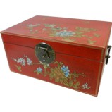 Large Red Painted Case - Flower and Birds