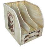 Creamy Three Parts Two Drawers Desk Shelf