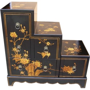 Black Six-Drawer Step Chest