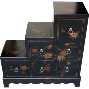 Black Six-Drawer Step Chest