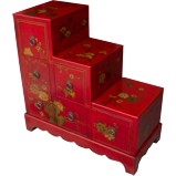 Red Six-Drawer Step Chest