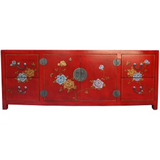 Red Painted Low TV Cabinet