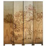 Lotus Flower on Gold Room Divider Screen