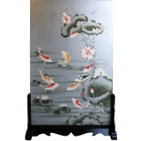 Chinese Room Divider Screen on Stand - Koi Fish