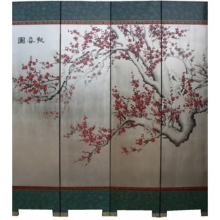 Silver Leaf Cherry Blossom Room Divider Screen