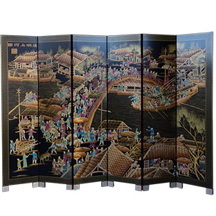 Ancient Chinese City Life Screen Black