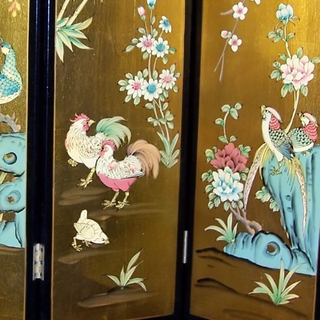 Golden Peacock Four Panel Screen - Part 2