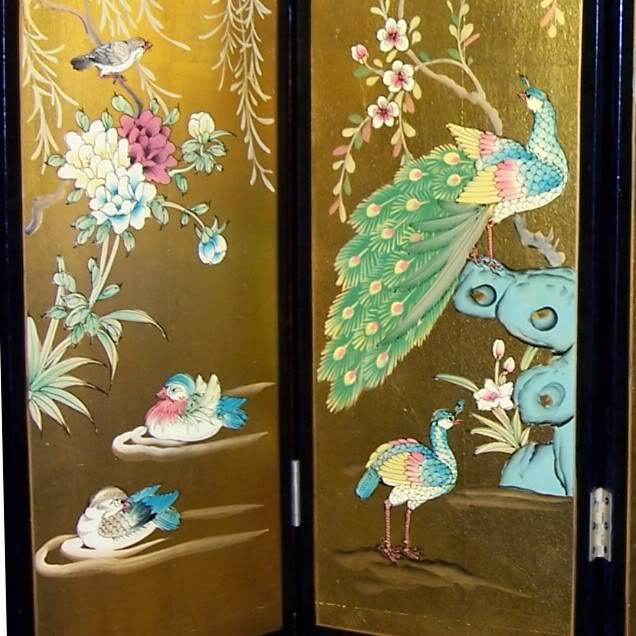 Golden Peacock Four Panel Screen - Part 3