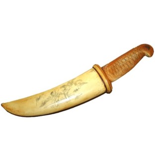 Large Antique Chinese Rib Bone Knife