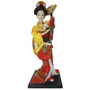 Japanese Kimono Geisha Doll - Holding Fan