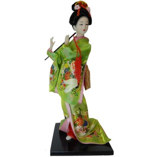Japanese Kimono Geisha Doll - Flute Playing