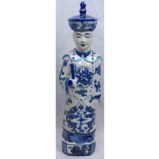 Blue and White Qing Dynasty Emperor Qianlong Statue
