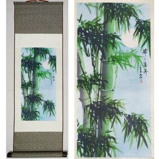 Chinese Bamboo Large Silk Scroll