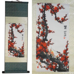 Plum Blossom Printing Large Silk Scroll