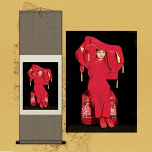 Chinese Wedding Girl Silk Scroll