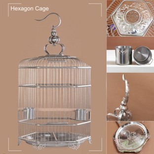 Hexagon 38 cm Stainless Steel Bird Cage