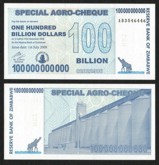Zimbabwe 100 Billion Agro Cheque UNC