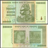 Zimbabwe 20 Billion Dollars 2008 Banknote