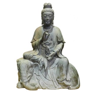Antique Bronze Buddha On Elephant