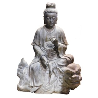 Antique Bronze Buddha On Foo Dog