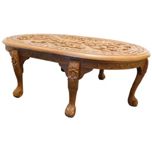 Chinese Carved Oval Coffee Table