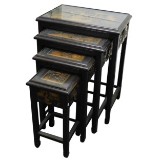 4 Piece Set Hardwood DisplayTables