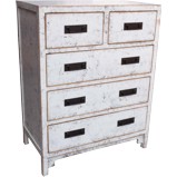 White 5-Drawer Tallboy Bedside Cabinet