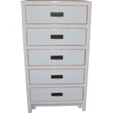 White 5-Drawer Tallboy Bedside Cabinet