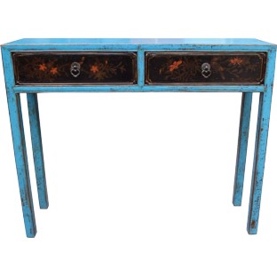 Blue 2-Drawer Hallway Table