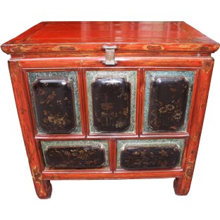 Antique Red Chest Trunk