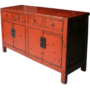 Chinese Sideboard Antique Red Patina Sideboard